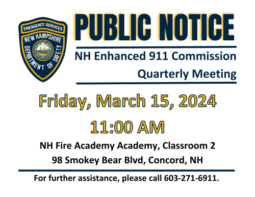 E911 Commission Meeting Public Notice March 15, 2024